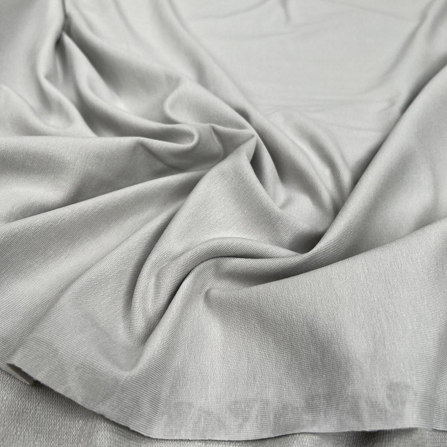 Modal French Terry Silver Grey Elastane Slinky Knit Jersey Fabric CU