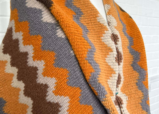 Mountain Knit Polyester Wool Brown Chevron Fabric CU