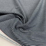 Navyline Denim Cotton Blue White Stripe Trouser Fabric CU