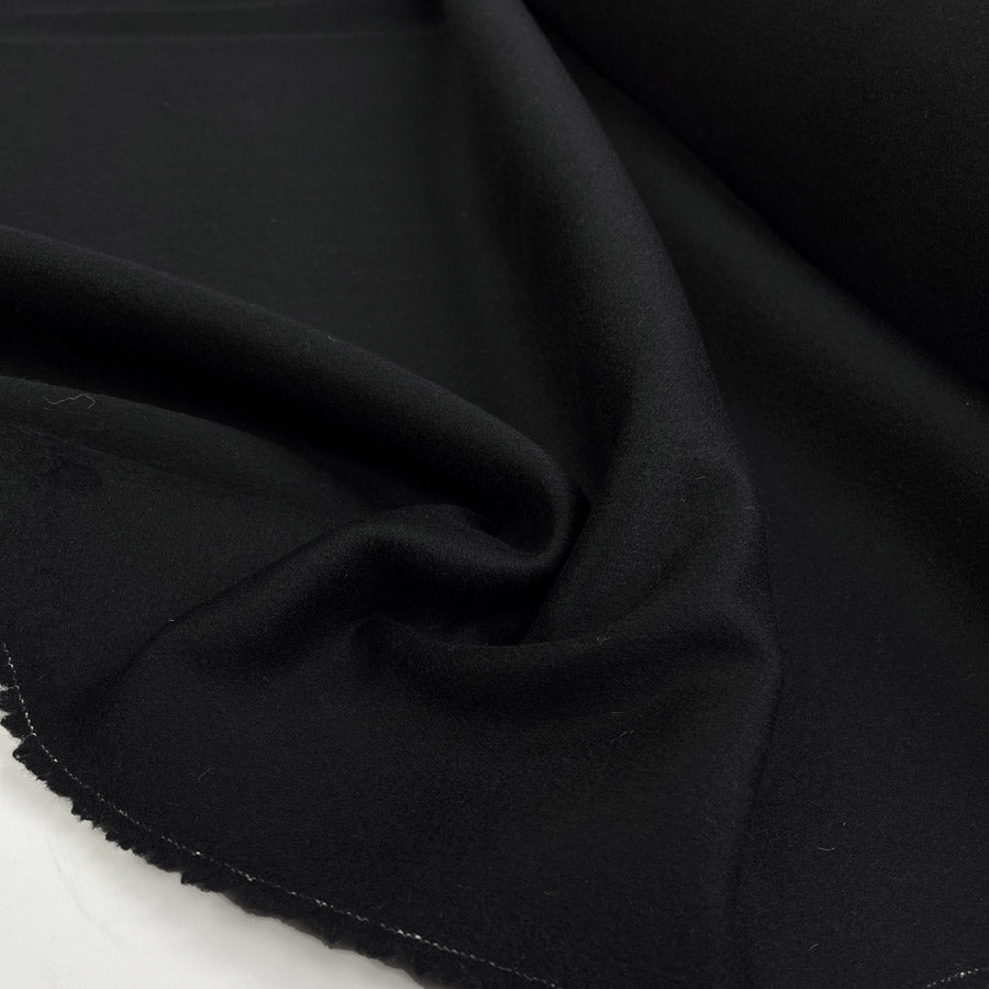 Nero Opaco Wool Cashmere Italian Black Coating Fabric CU