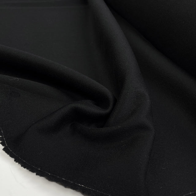 Nero Opaco Wool Cashmere Italian Black Coating Fabric CU