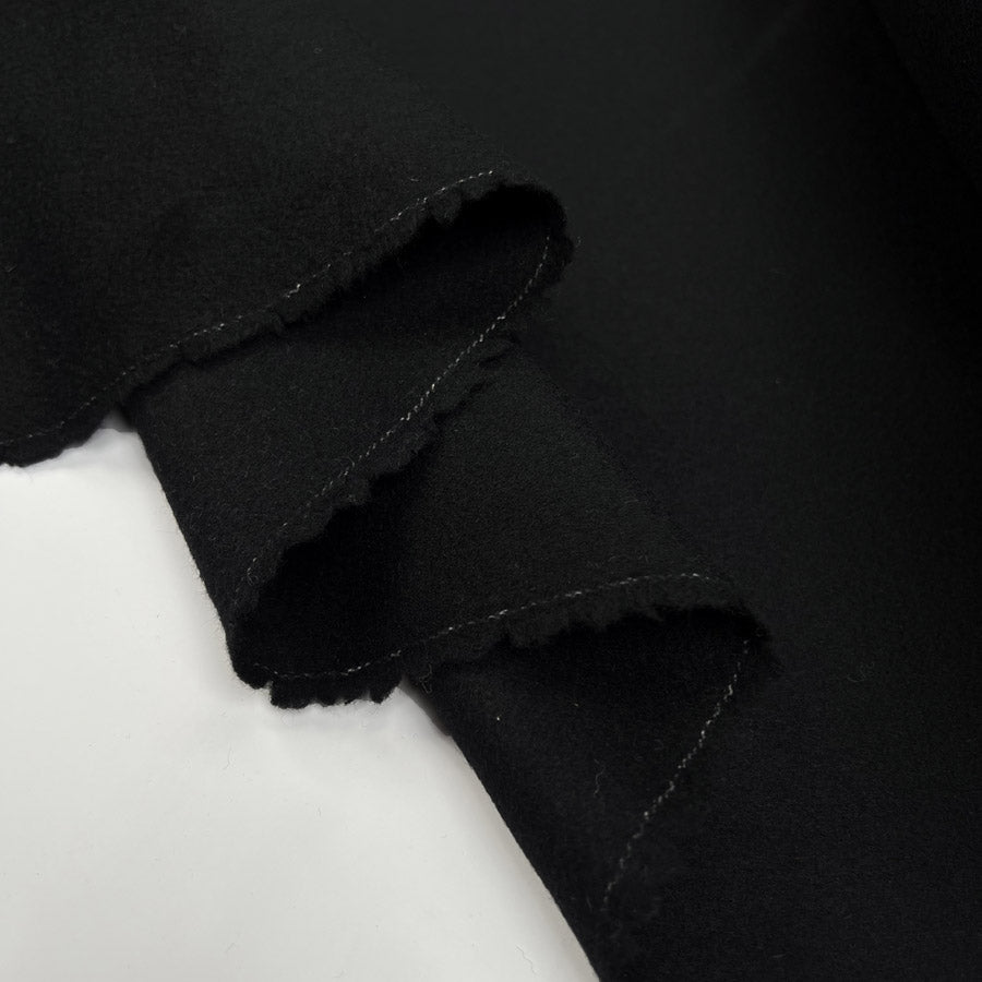 Nero Opaco Wool Cashmere Italian Black Coating Fabric Fold