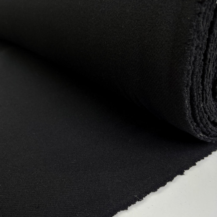 Nero Testura Wool Cashmere Black Italian Pattern Coating Fabric Roll