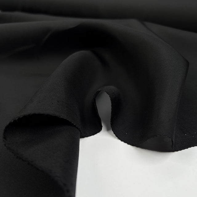 Night Time Silk Black Plain Woven Dress Fabric CU
