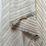 On The Beach White Sand Stripe Cotton Polyester Italian Woven Dress Fabric Hang