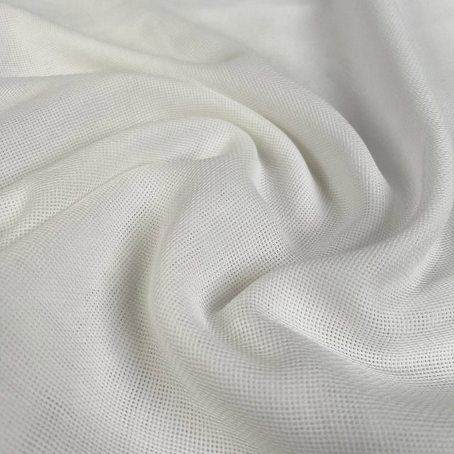 Open Knit Cotton White Woven Fabric CU