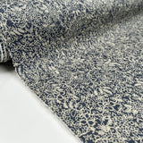 PCL Pima Cotton Lawn Weavers Floral Navy Cream Leaf Print Woven Dress Fabric Roll