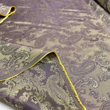 Polyester Viscose Lining Fabric Paisley Changeant Lining Gold & Lilac Fold