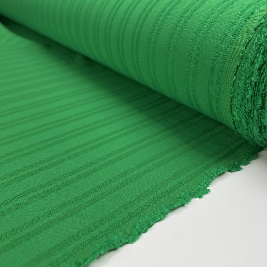Parallel Lines Clover Green Cotton Viscose Stripe Woven Dress Fabric Roll