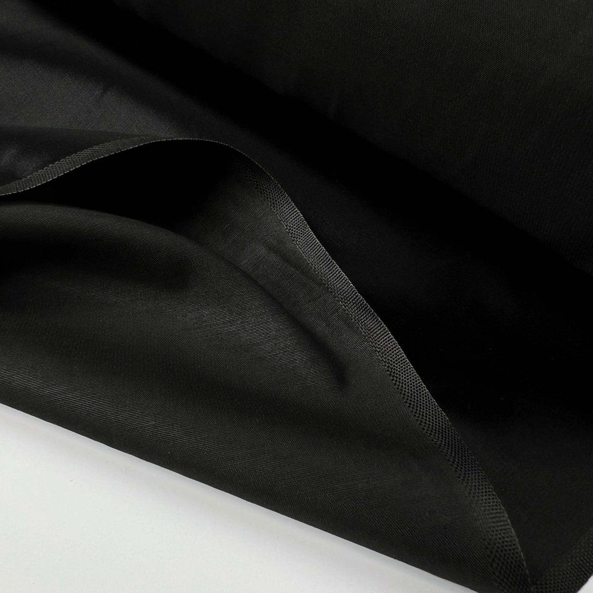 Shiny Viscose Polyester Black Dressmaking Fabric Pedigree Satin Fold