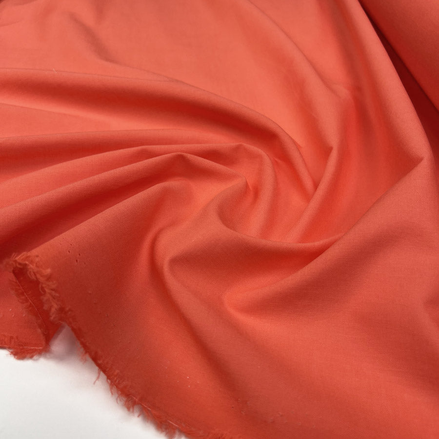 Pennine Cotton Lawn Coral Plain Woven Fine Lightweight Dress Fabric CU