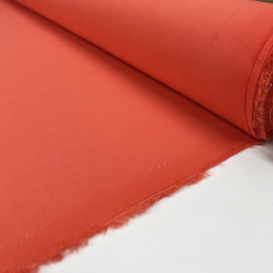 Pennine Cotton Lawn Coral Plain Woven Fine Lightweight Dress Fabric Roll