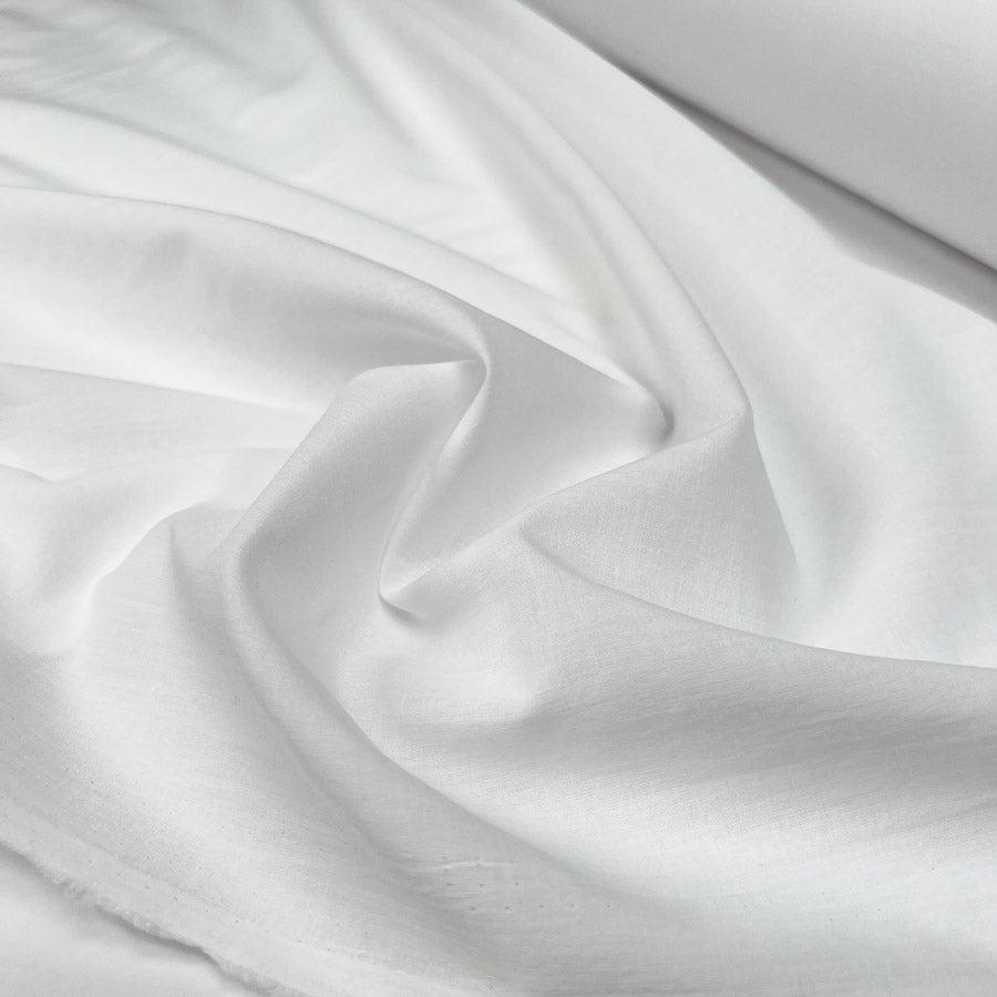 Pennine Cotton Lawn White Plain Woven Fine Lightweight Dress Fabric CU