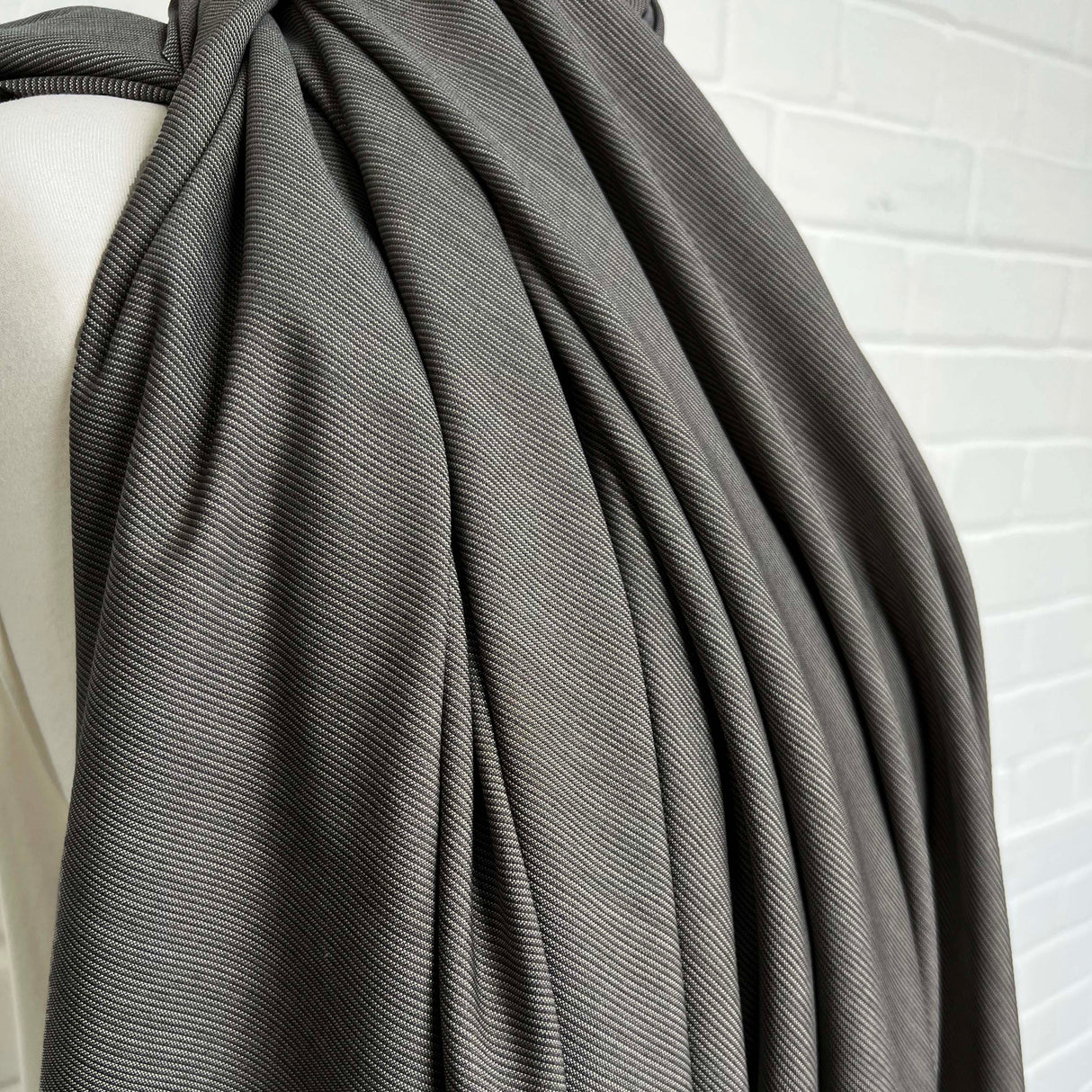 Grey Stripe British Wool Deadstock Suit Fabric Pick up a Pinstripe CU