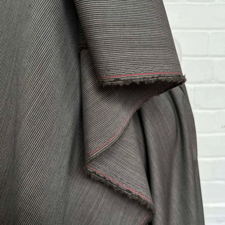 Grey Stripe British Wool Deadstock Suit Fabric Pick up a Pinstripe Hang