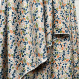 Pima Cotton Lawn Flower Parade Autumn-Orange Blue White Dress Fabric Hang