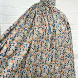 Pima Cotton Lawn Flower Parade Autumn-Orange Blue White Dress Fabric Mannequin