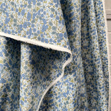 Printed Floral Dress Fabric Pima Cotton Lawn Flower Parade Blue Hang