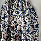 Navy White Floral Print Dress Fabric Pima Cotton Lawn Night Leaves 