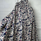 Navy White Floral Print Dress Fabric Pima Cotton Lawn Night Leaves Mannequin