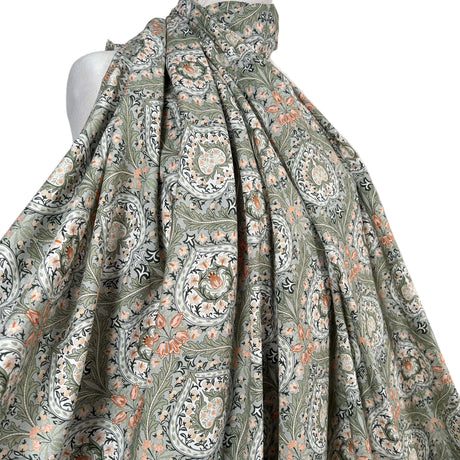Green Floral Print Dress Fabric Pima Cotton Lawn Orchard Vine Mannequin
