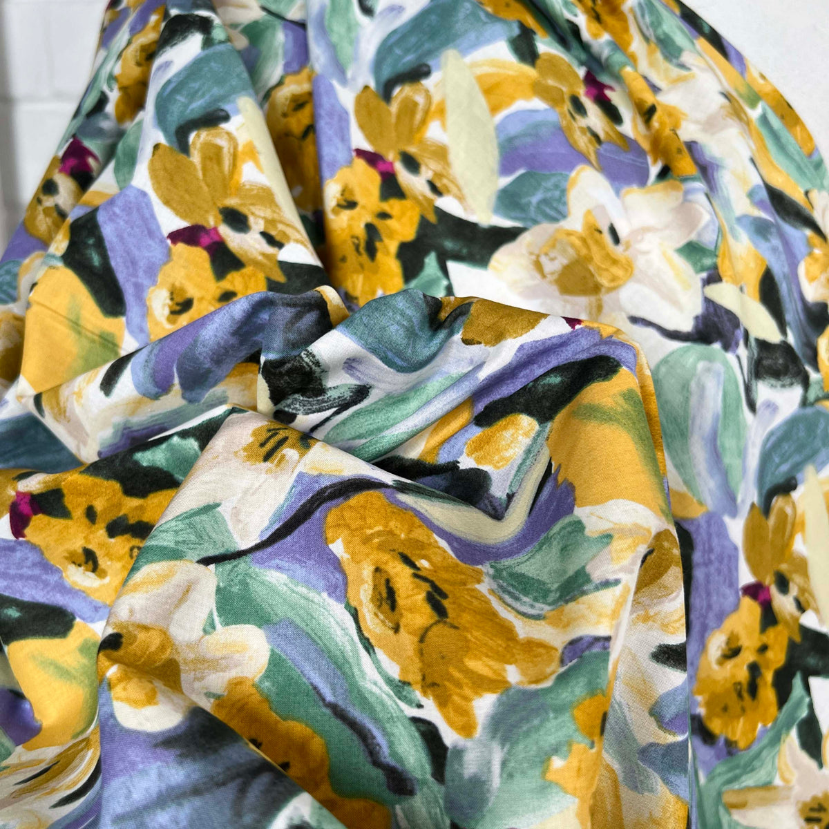 Pastel Watercolour Floral Print Fabric Pima Cotton Lawn Patricia CU