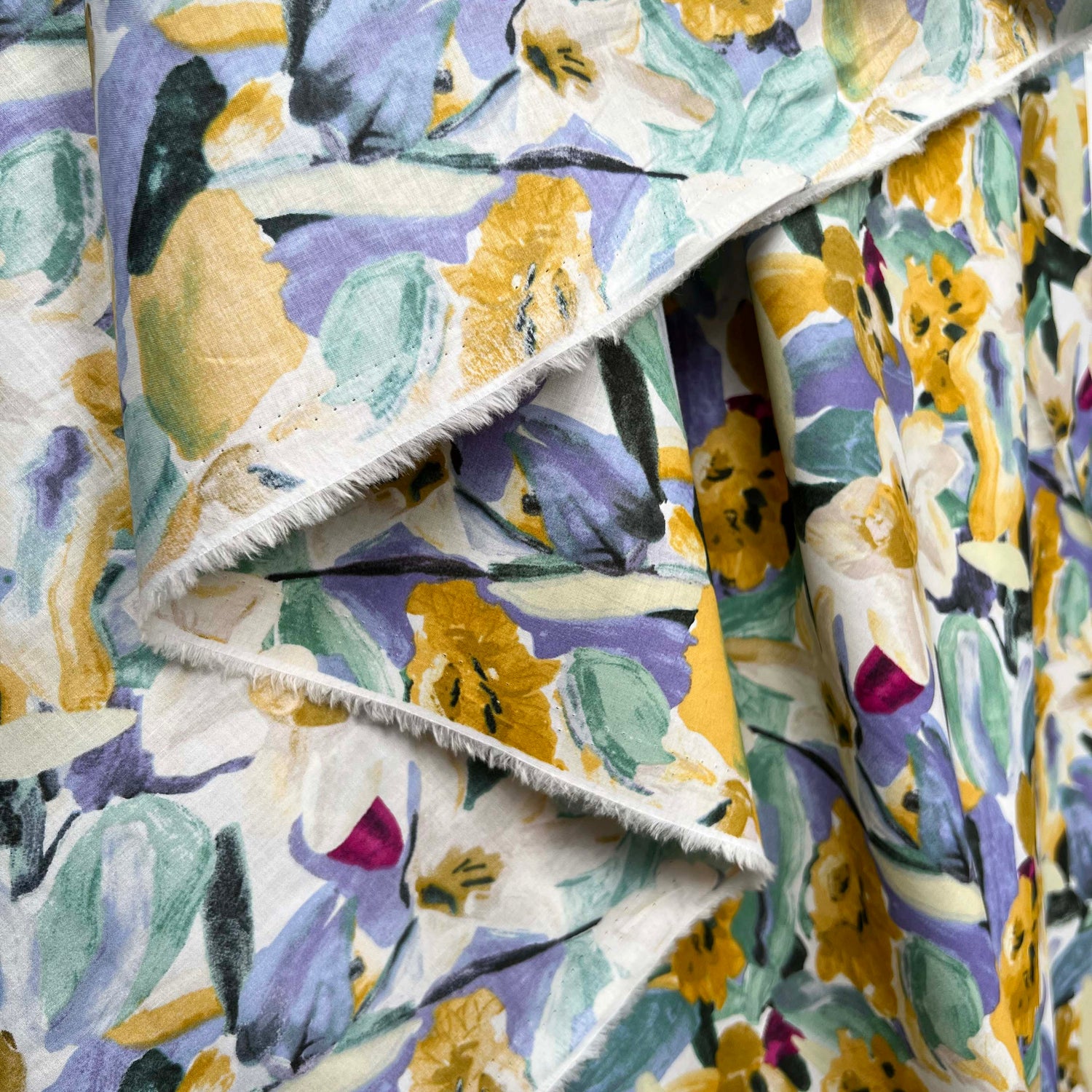 Pastel Watercolour Floral Print Fabric Pima Cotton Lawn Patricia Hang
