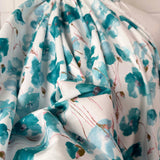 Pima Cotton Lawn Soft Focus Aqua Blue White Floral Dress Fabric CU