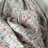 Pink Floral Dressmaking Fabric Pima Cotton Lawn Summer Sketch CU