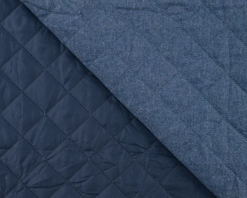 Denim Quilt - Blue Plain Quilted Cotton Dress Fabric fabric, folded