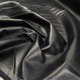 Pleather Midnight Black Polyurethane Viscose Faux Leather Fabric CU
