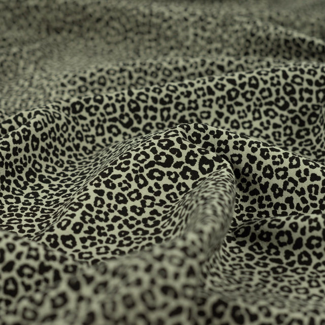 Pocket Panther Khaki Animal Print Knitted Cotton Jersey 200gsm Dress Fabric CU