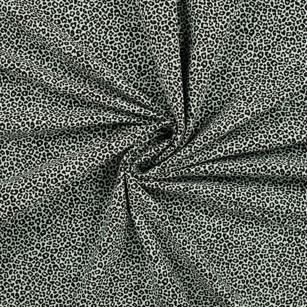 Pocket Panther Mint Animal Print Knitted Cotton Jersey 200gsm Dress Fabric Swirl