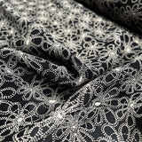 Pointillist Florals Black Ivory Viscose Printed Woven Dress Fabric CU