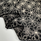 Pointillist Florals Black Ivory Viscose Printed Woven Dress Fabric Fold