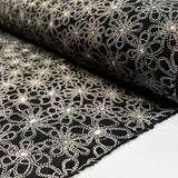 Pointillist Florals Black Ivory Viscose Printed Woven Dress Fabric Roll