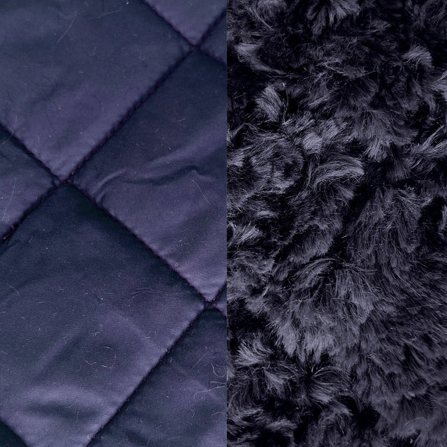 Polyester Fur Lined Quilt Fabric Double Dabble Navy 
