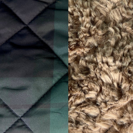 Valkyrie Polyester 2oz Wadded Blue Green Check Quilting Fur Lined
