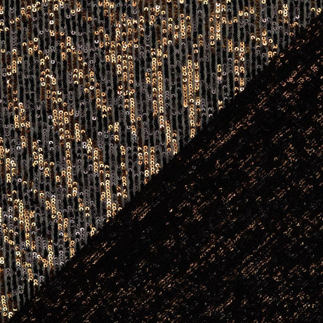 Polyester Elastane Net Fabric Bronzed Glitz Cascading Sequins Fold