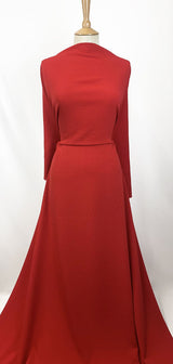 Polyester Elastane Barca Crepe Fabric Red Dress
