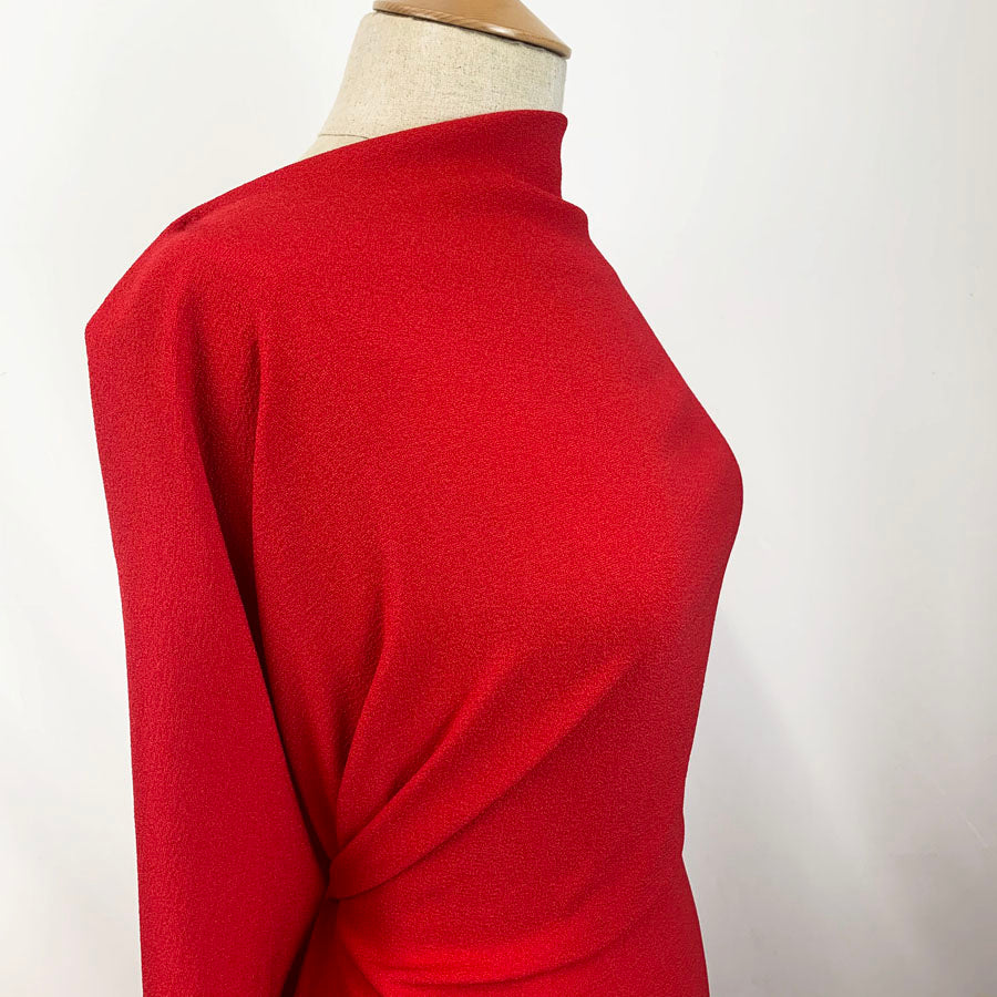 Polyester Elastane Barca Crepe Fabric Red Side