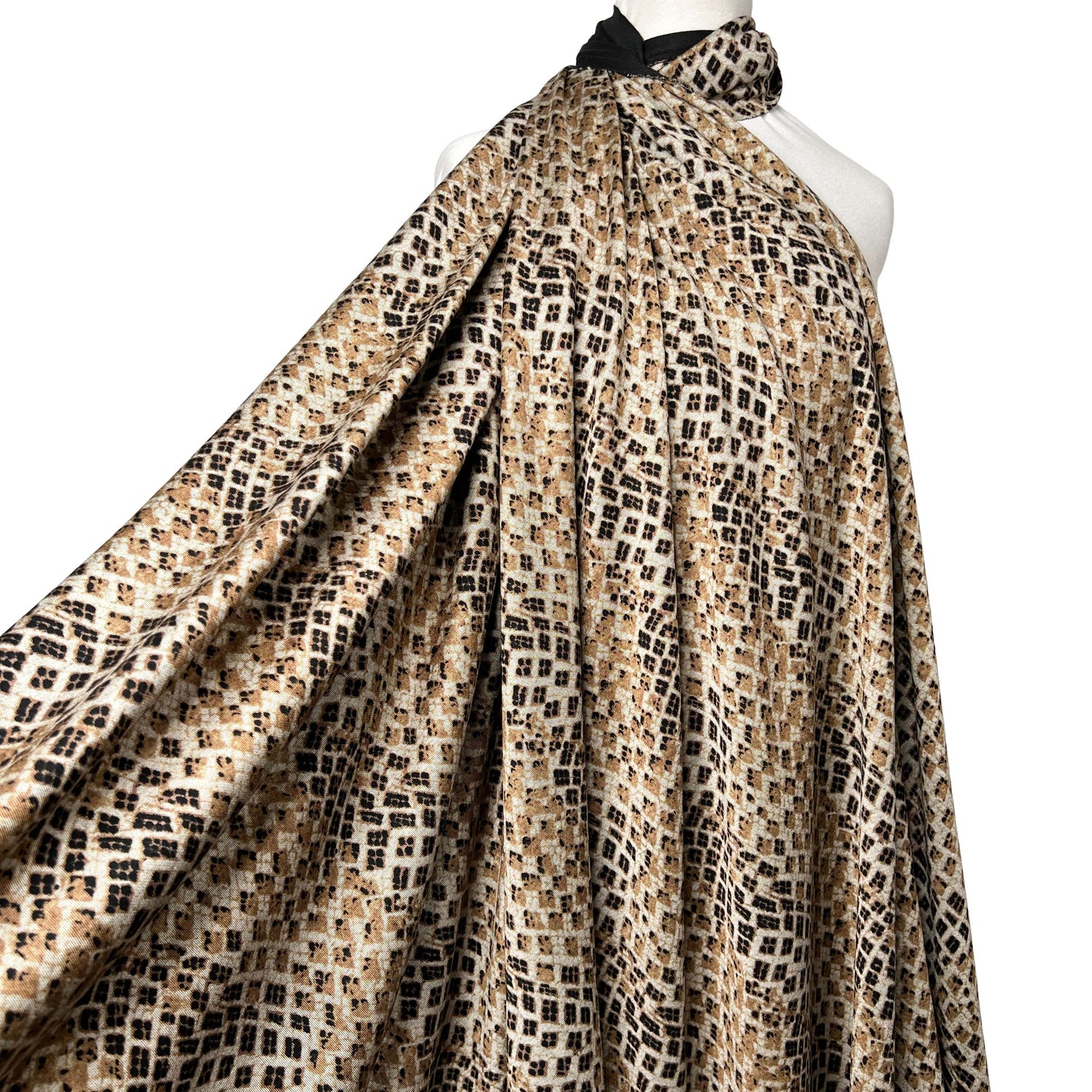 Ponte Roma Basilisk Olive Snake Print Jersey Fabric Mannequin