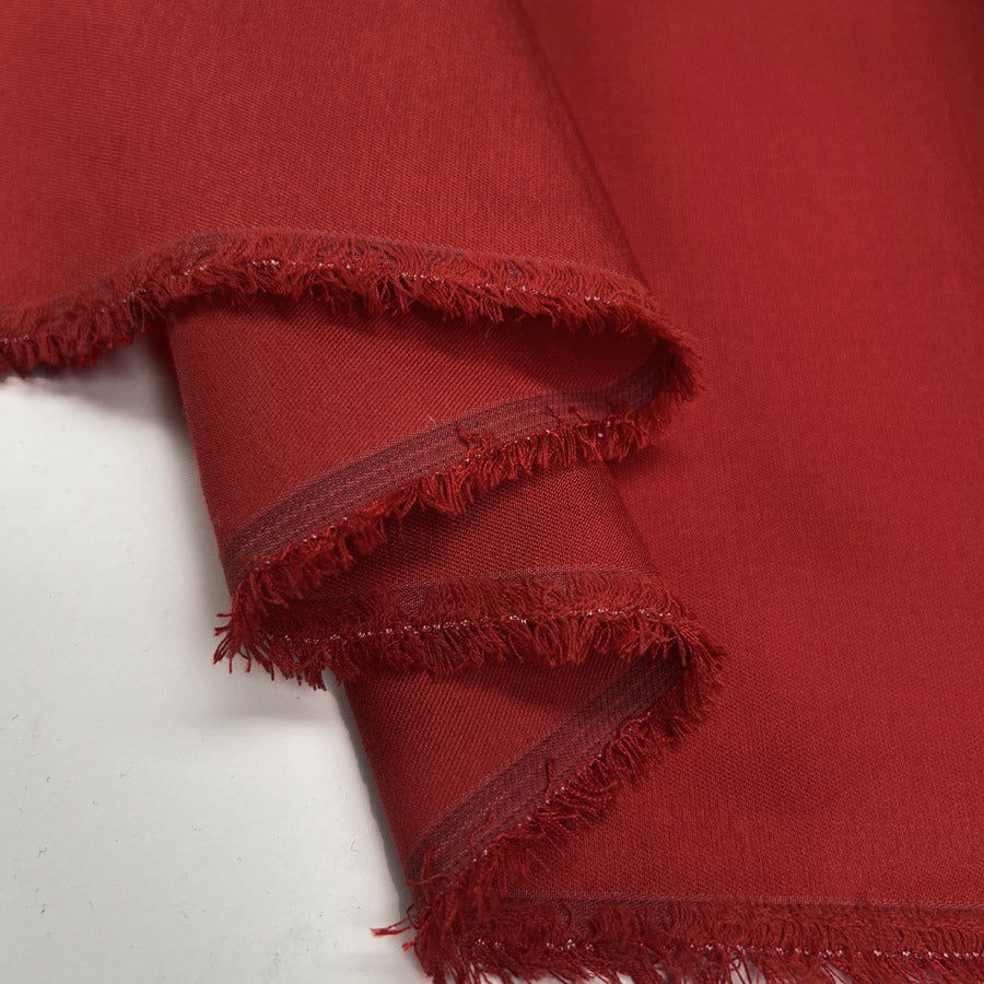 Poppy Red Silk Wool Blend Plain Woven Dress Fabric Fold