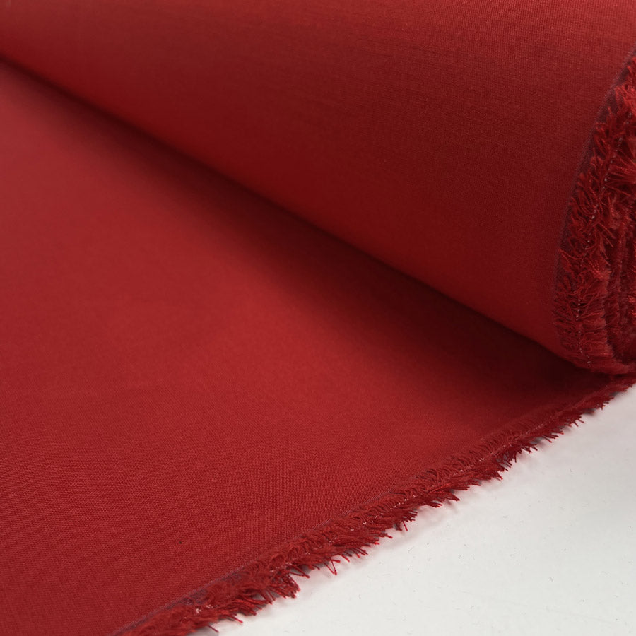 Poppy Red Silk Wool Blend Plain Woven Dress Fabric Roll