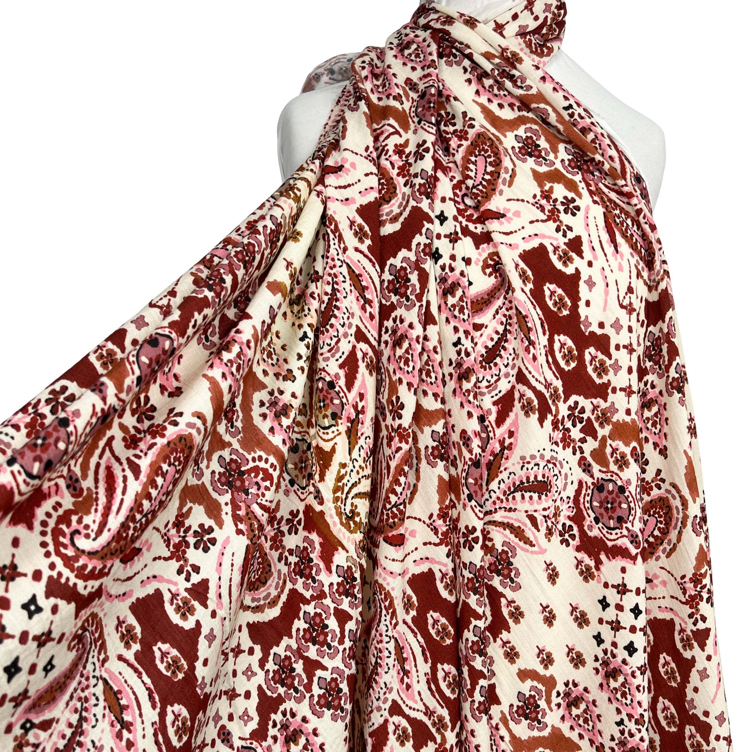 French Viscose Blend Pink Floral Print Dress Fabric Pretty Millie Mannequin