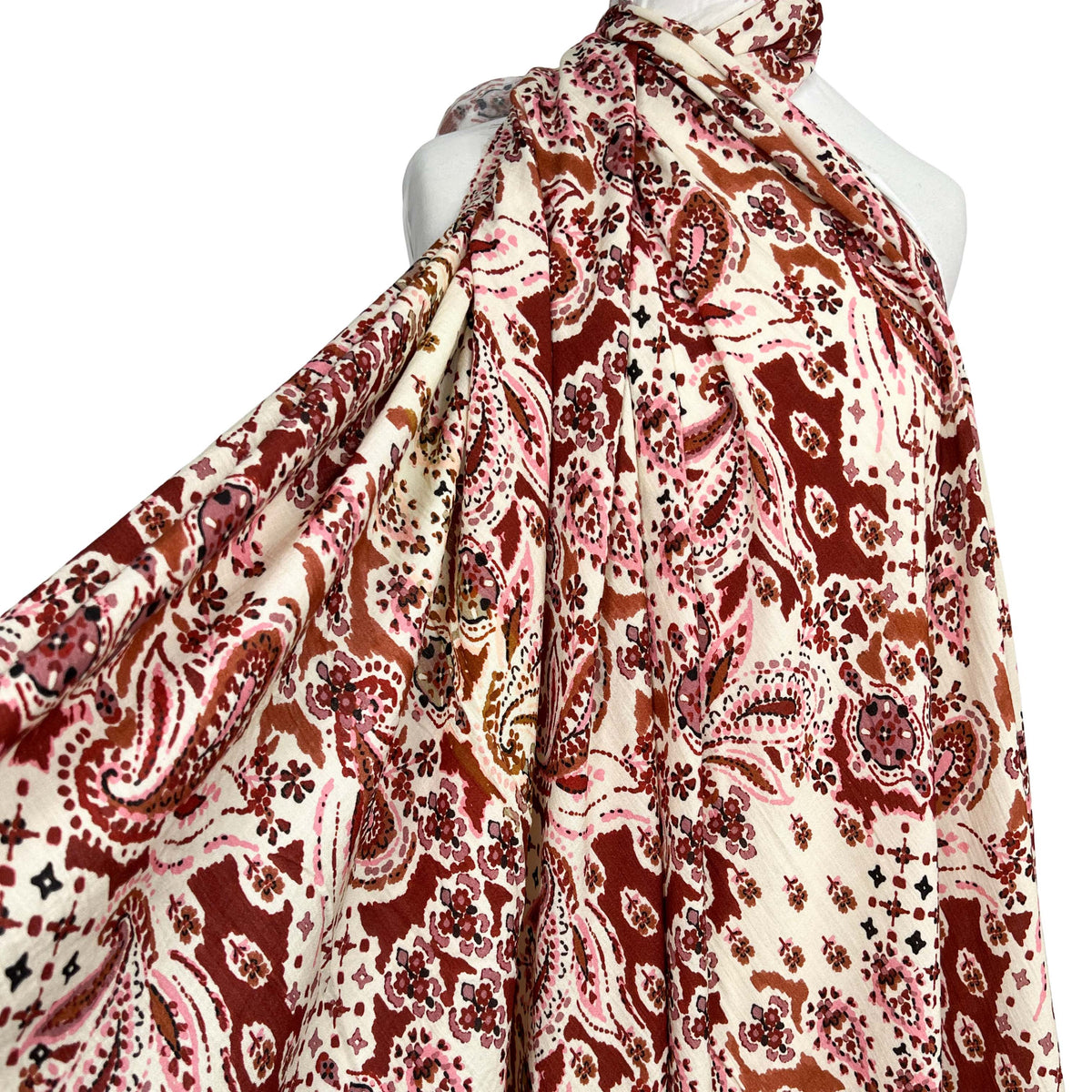 French Viscose Blend Pink Floral Print Dress Fabric Pretty Millie Mannequin