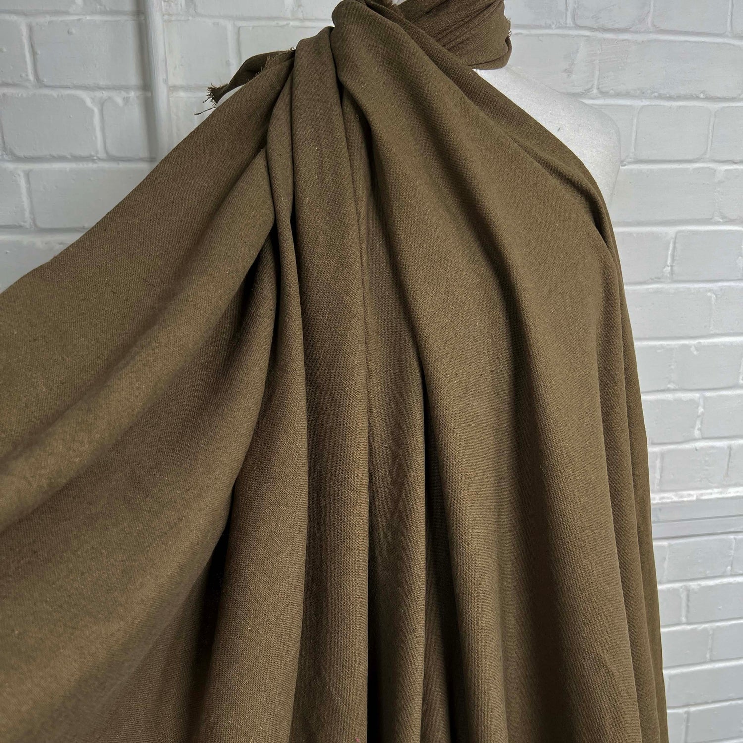 Cotton Linen Bend Plain Woven Fabric Proper Graft Khaki 