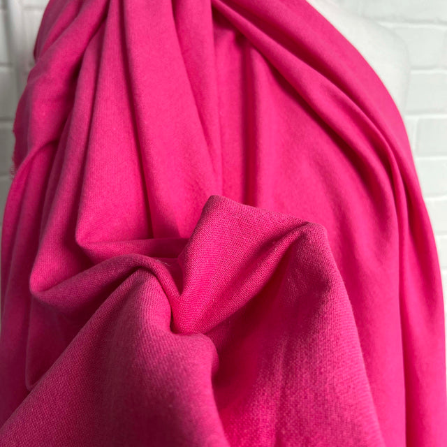 Fuschia Cotton Linen Blend Plain Woven Fabric Proper Graft - Pink CU