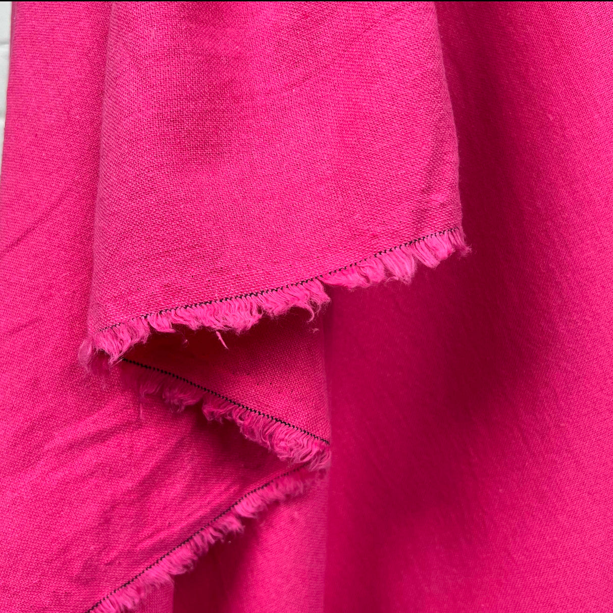 Fuschia Cotton Linen Blend Plain Woven Fabric Proper Graft - Pink Hang