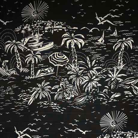 Designer Italian Black White Holiday Print Dress Fabric Ralph Silk Full